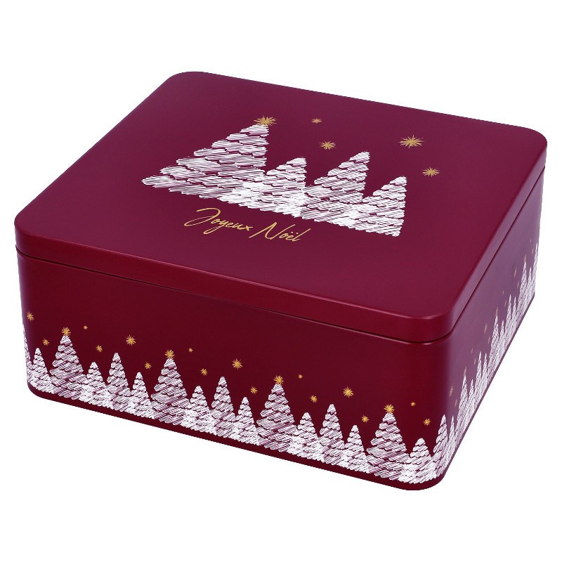Boite à biscuits de Noël rectangulaire grande - Décor Joyeux Noël - 21 cm Boite à biscuits de Noël rectangulaire grande - Décor Joyeux Noël - 21 cm