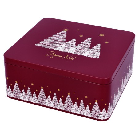 Boite à biscuits de Noël rectangulaire grande - Décor Joyeux Noël - 21 cm