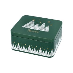 Boite à biscuits de Noël rectangulaire Petite- Décor Joyeux Noël - 15 cm