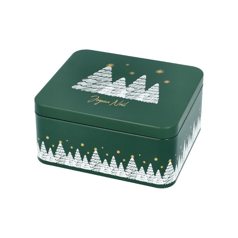 Boite à biscuits de Noël rectangulaire Petite- Décor Joyeux Noël - 15 cm Boite à biscuits de Noël rectangulaire Petite- Décor Joyeux Noël - 15 cm