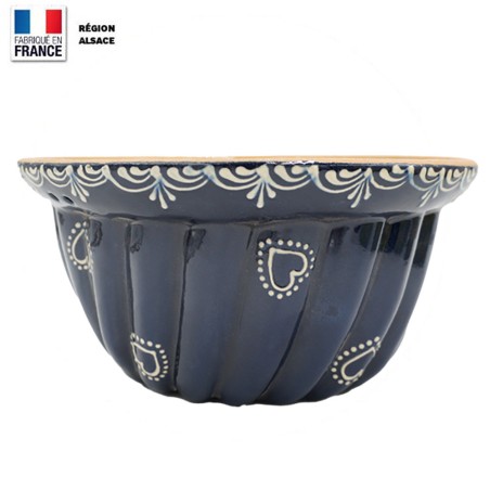 Moule à Kouglof Bleu 26 cm avec Décor Coeur