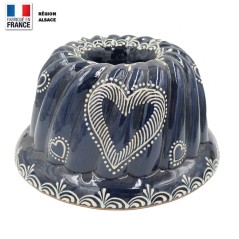 Moule à Kouglof Bleu 26 cm avec Décor Coeur