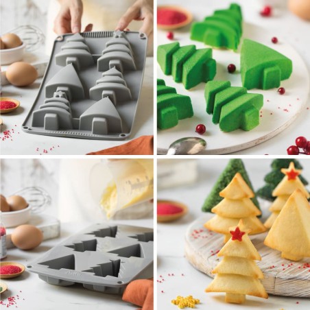 Moule Sapin en silicone - 6 empreintes