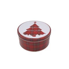 Boite à gâteaux de Noël ronde Petite - Décor Sapin de Noël - 16 cm