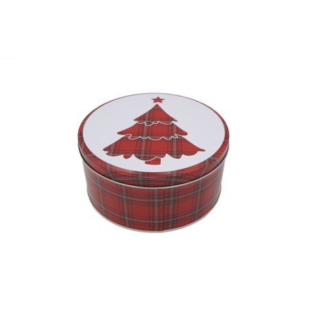 Boite à gâteaux de Noël ronde Petite - Décor Sapin de Noël - 16 cm