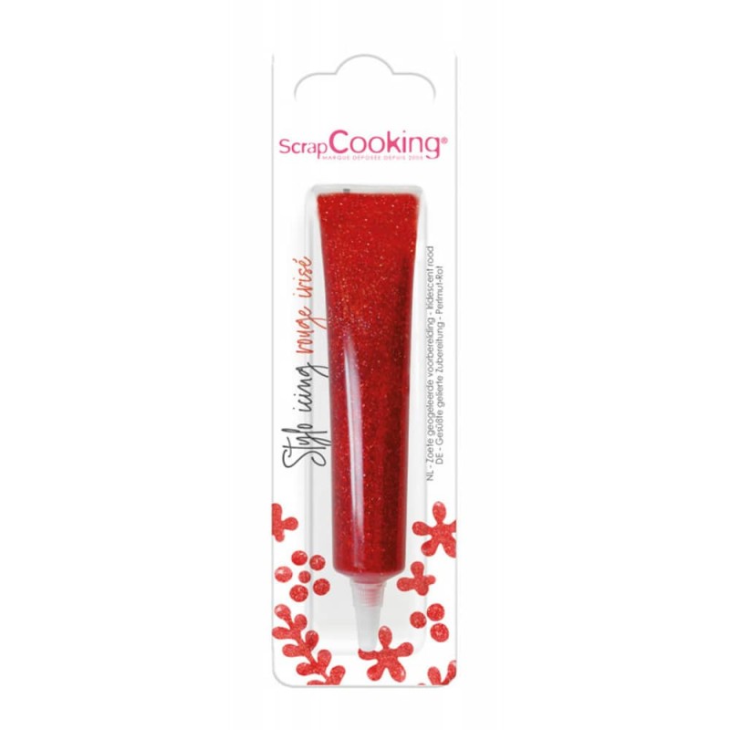 Stylo icing de pâtisserie glaçage Rouge irisé