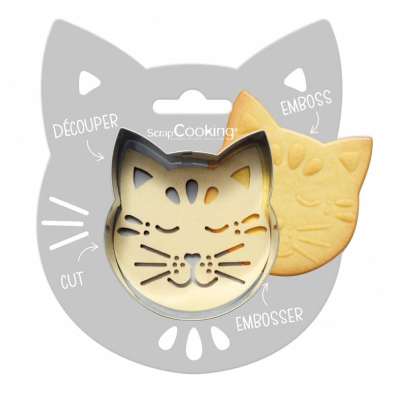 Emporte-pièce et embosseur en bois Chat Emporte-pièce et embosseur en bois Chat