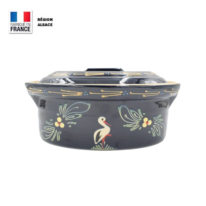 Terrine à Baeckeoffe Bleue Décor Cigogne / 4 personnes