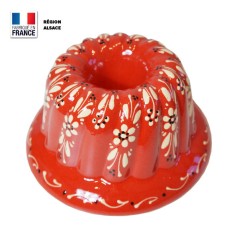 Moule à Kouglof Rouge 24 cm Décor Fleurs Blanches