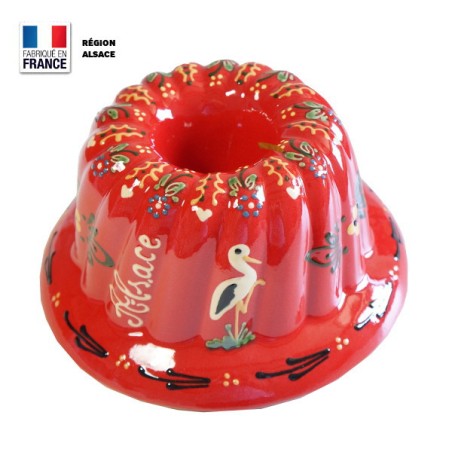 Moule à Kouglof Rouge 26 cm avec Décor Cigogne