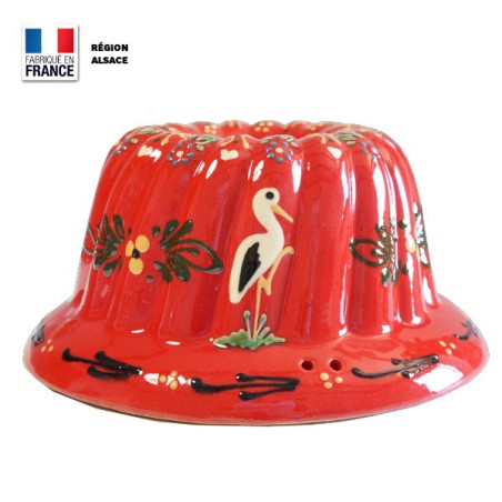 Moule à Kouglof Rouge 26 cm avec Décor Cigogne