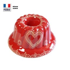 Moule à Kouglof Rouge Décor Coeur 24 cm