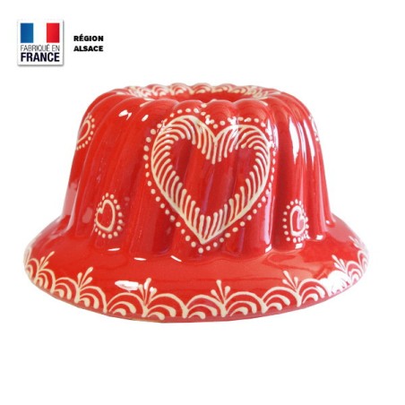 Moule à Kouglof Rouge Décor Coeur 24 cm