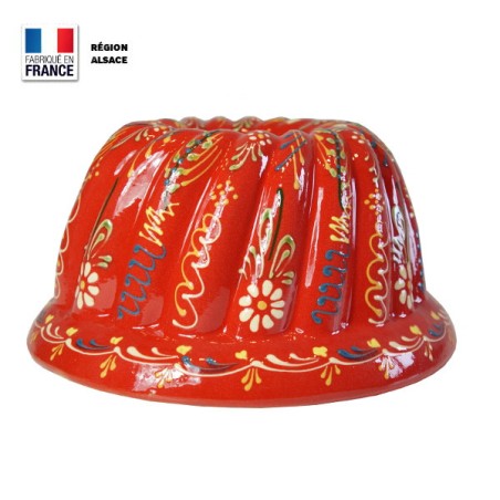 Moule à Kouglof Rouge 26 cm avec Décor Marguerites