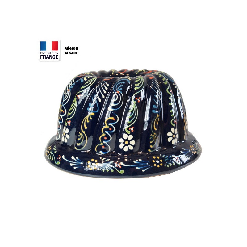 Moule à Kouglof Bleu 26 cm avec Décor Marguerites