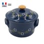 Cocotte à pain 22 cm Bleue Décor Fleurs