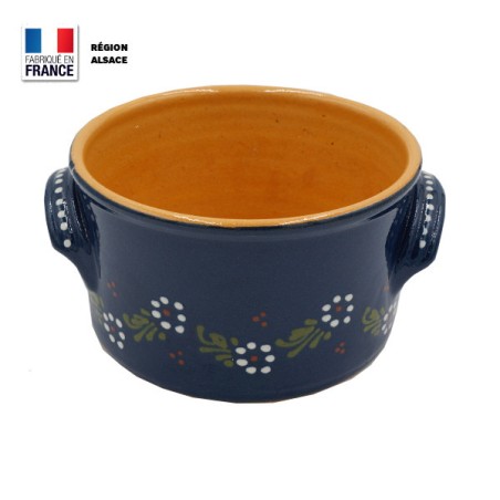 Cocotte à pain 22 cm Bleue Décor Fleurs