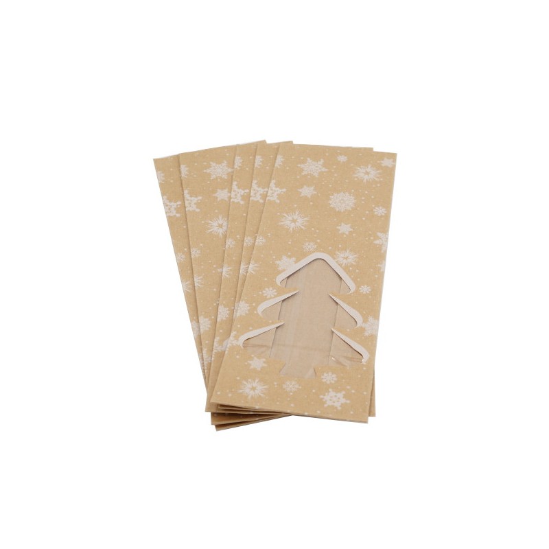 Lot 5 Sachets kraft de Noël