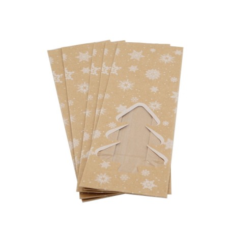 Lot 5 Sachets kraft décor sapin