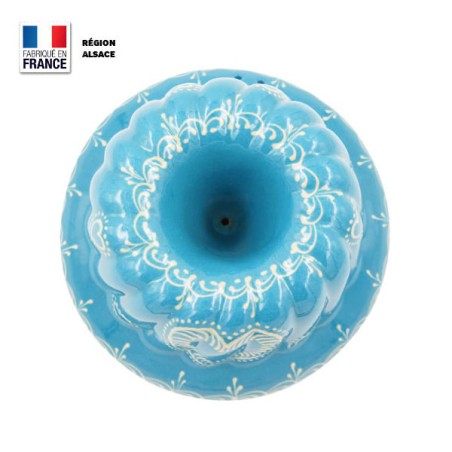 Moule à Kouglof Bleu Turquoise 24 cm Décor Coeur