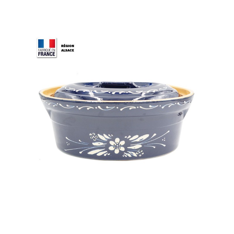 Terrine à Baeckeoffe Bleue Décor Fleur / 6 personnes Terrine à Baeckeoffe Bleue Décor Fleur / 6 personnes