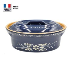 Terrine à Baeckeoffe Bleue Décor Fleur / 4 personnes