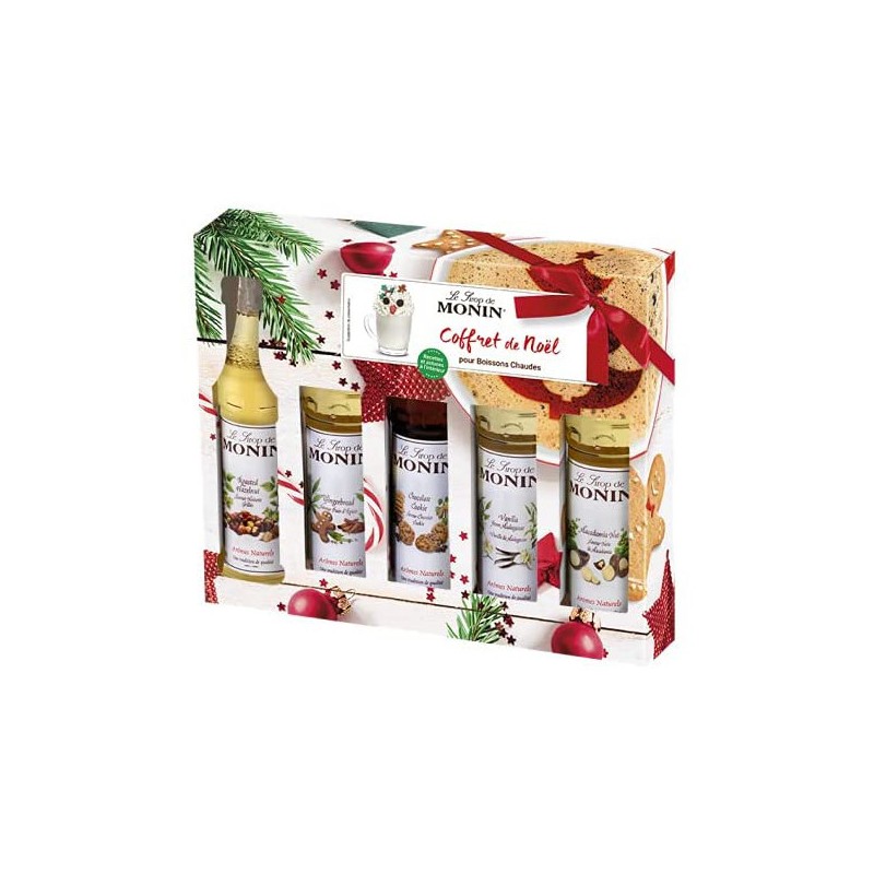 Coffret de Noël sirops Monin pour Boissons Chaudes - 5 x 5 cl