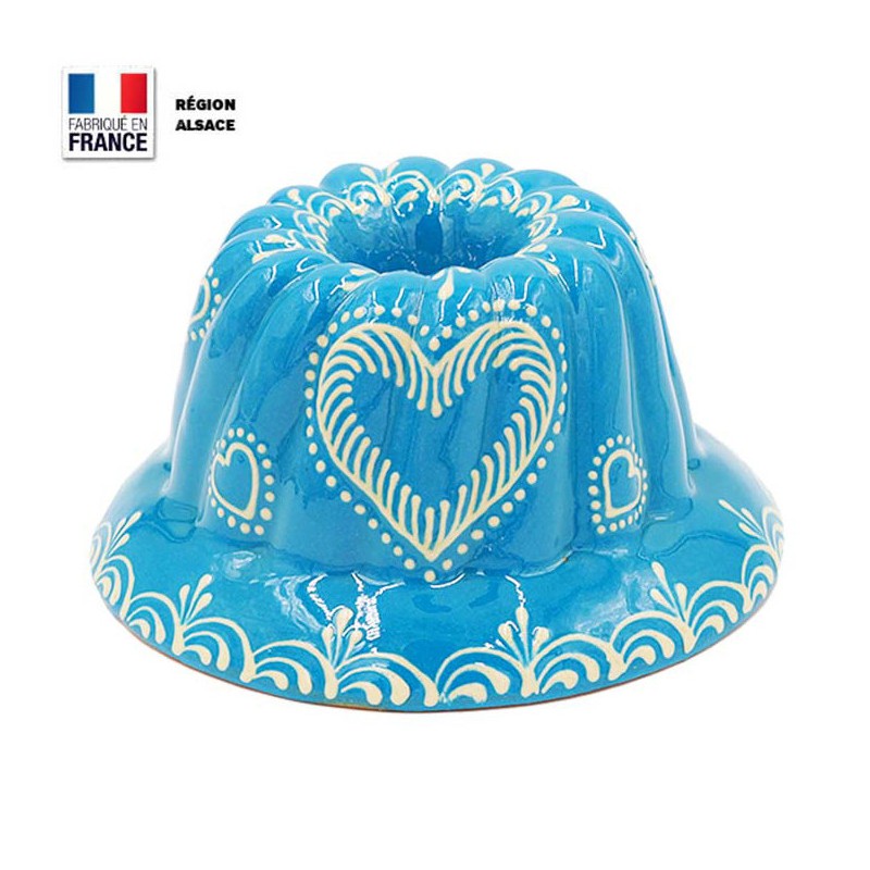 Moule à Kouglof Turquoise 20 cm Décor Coeur