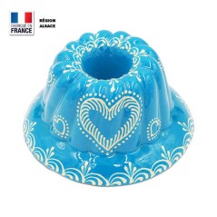 Moule à Kouglof Turquoise 20 cm Décor Coeur