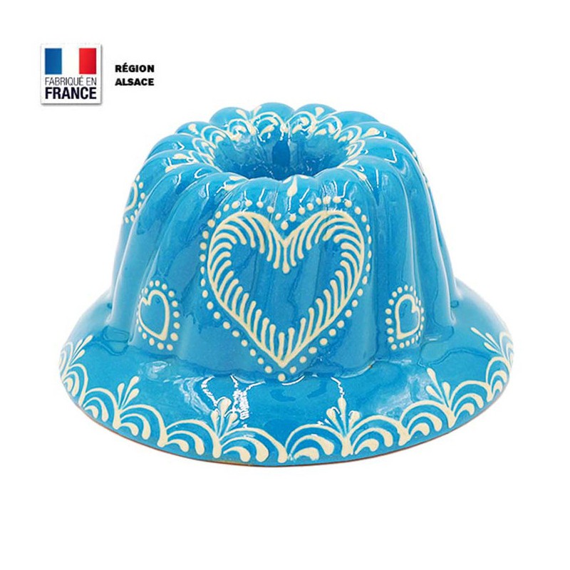 Moule à Kouglof Turquoise 18 cm Décor Coeur