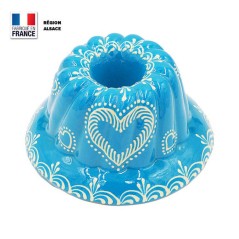 Moule à Kouglof Turquoise 18 cm Décor Coeur