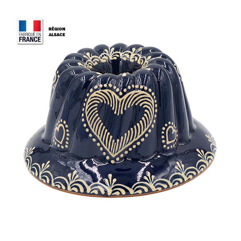 Moule à Kouglof Bleu 18 cm Décor Coeur