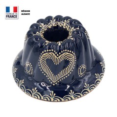 Moule à Kouglof Bleu 18 cm Décor Coeur