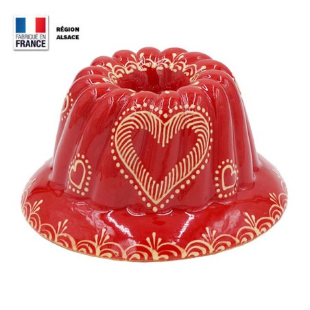 Moule à Kouglof Rouge 18 cm Décor Coeur