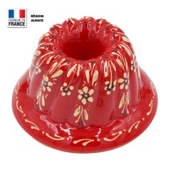 Moule à Kouglof Rouge 18 cm Décor Fleurs Blanches