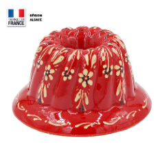 Moule à Kouglof Rouge 18 cm Décor Fleurs Blanches