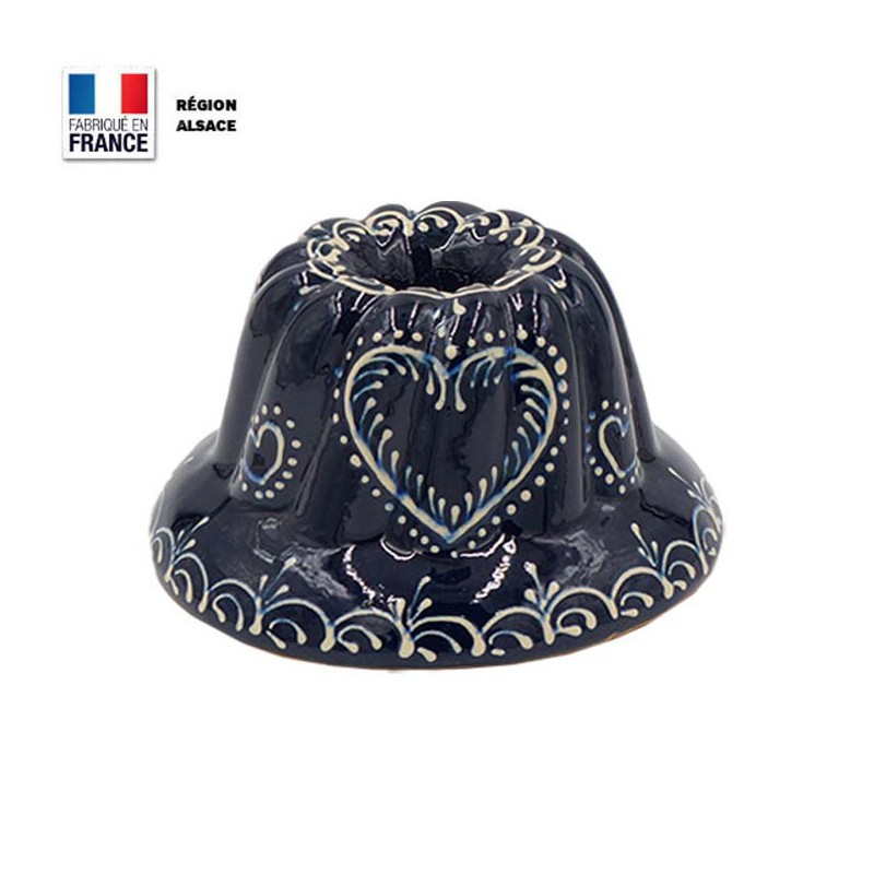 Moule à Kouglof Bleu 14 cm Décor Coeur