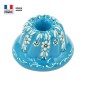 Moule à Kouglof Turquoise 14 cm Décor Fleurs Blanches