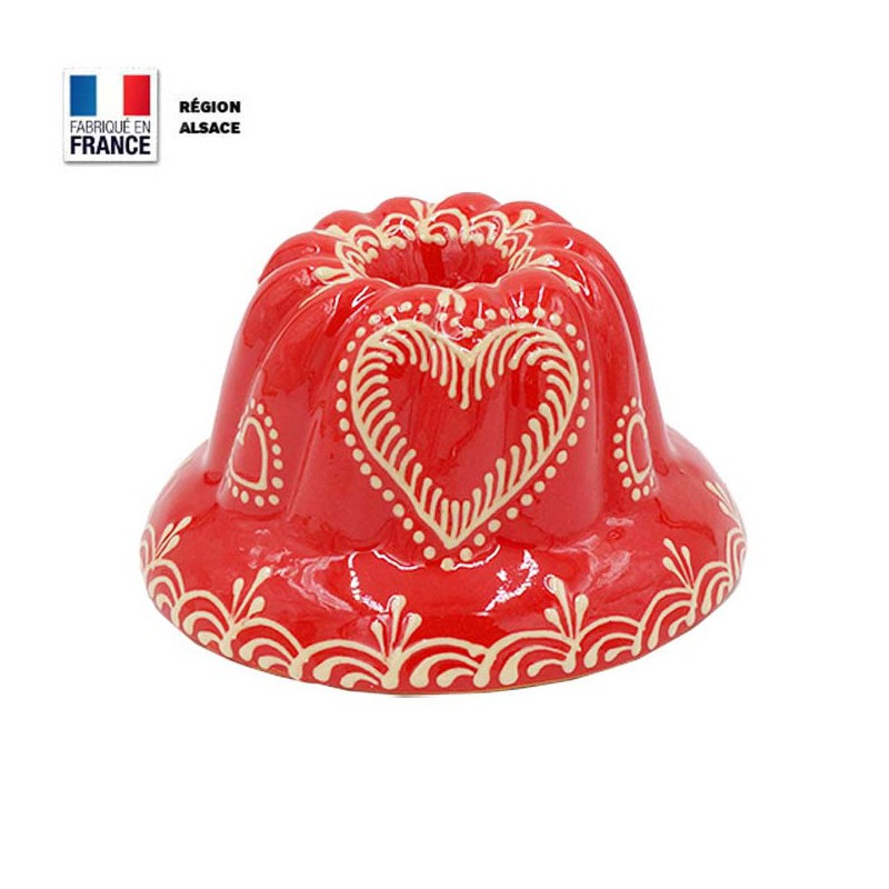 Moule à Kouglof Rouge 14 cm Décor Coeur