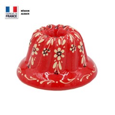 Moule à Kouglof Rouge 14 cm Décor Fleurs Blanches