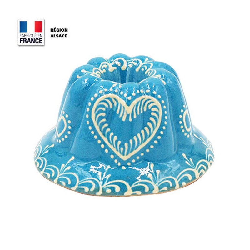 Moule à Kouglof Turquoise 12 cm Décor Coeur