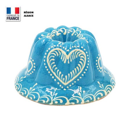 Moule à Kouglof Turquoise 12 cm Décor Coeur