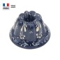 Moule à Kouglof Bleu 12 cm Décor Fleurs Blanches