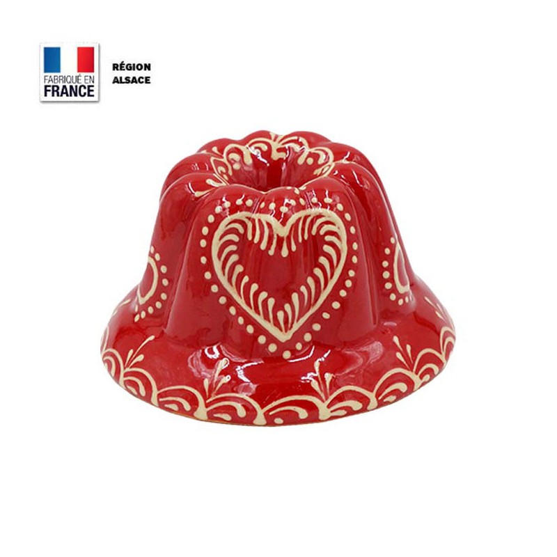 Moule à Kouglof Rouge 12 cm Décor Coeur