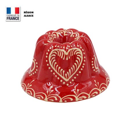 Moule à Kouglof Rouge 12 cm Décor Coeur