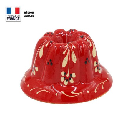 Moule à Kouglof Rouge 12 cm Décor Fleurs Blanches