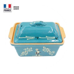 Terrine à Foie Gras - Bleu Turquoise Décor Cigogne