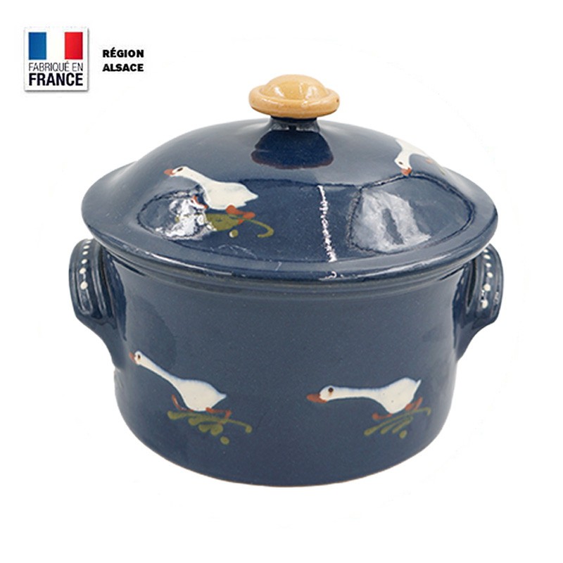 Cocotte à pain 20 cm Bleue Décor Oie