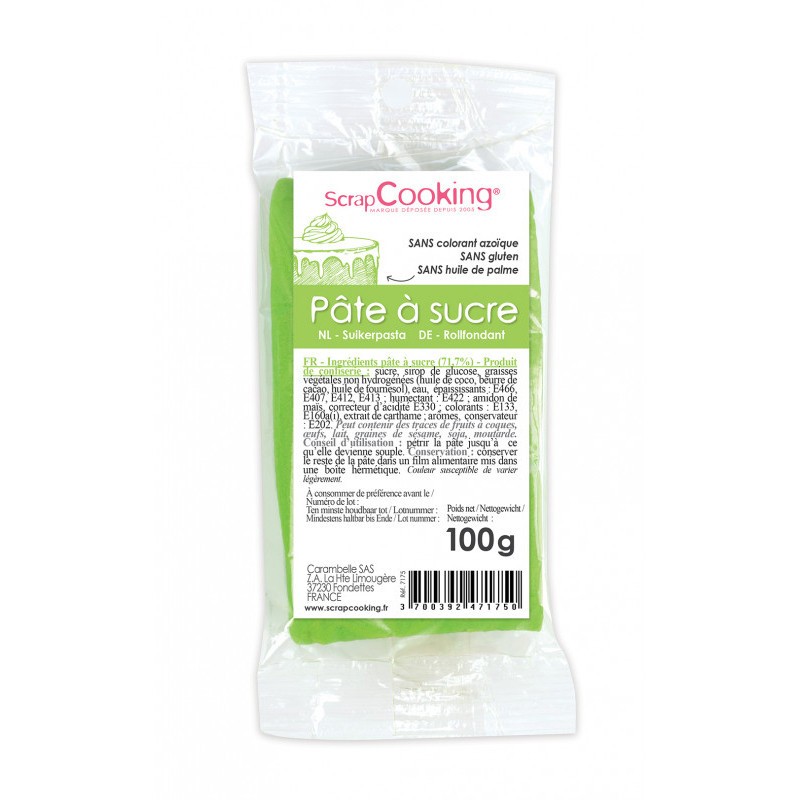 Pâte à sucre Vert prairie 100 g Pâte à sucre Vert prairie 100 g