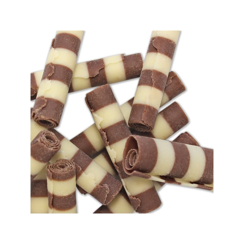 Rouleaux au chocolat noir et blanc -  Décor en chocolat - 100 g